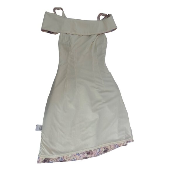 Belle Badgley Mischka Nori Off Shoulder Floral Scuba Dress, Lilac Multi, Size 0 - Picture 10 of 10